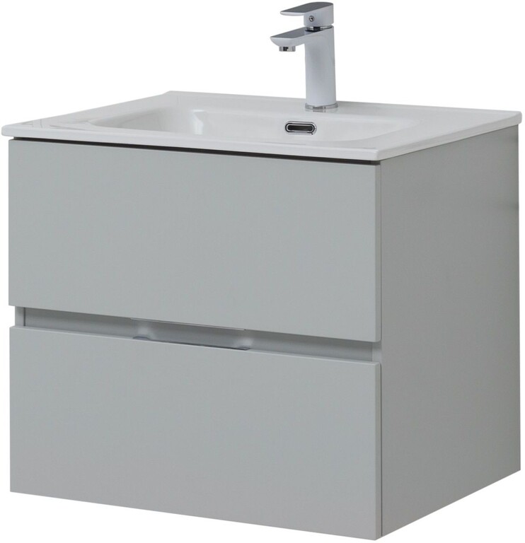 Тумба с раковиной Aquanet Алвита New 60 2 ящика, серый