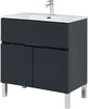 Тумба с раковиной Aquanet Алвита New 80 1 ящик, 2 дверцы, антрацит