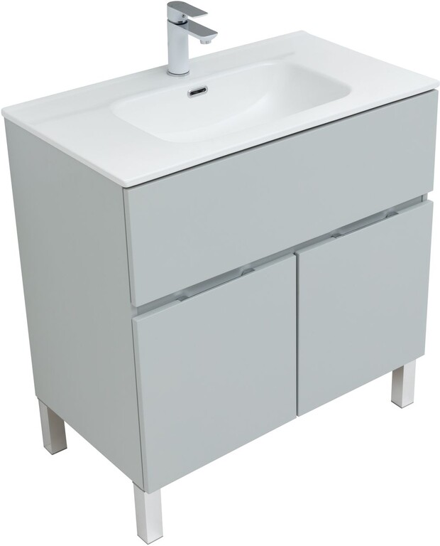 Тумба с раковиной Aquanet Алвита New 80 1 ящик, 2 дверцы, серый