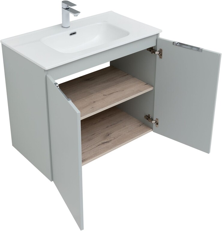 Тумба с раковиной Aquanet Алвита New 80 2 дверцы, серый