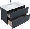 Тумба с раковиной Aquanet Алвита New 80 2 ящика, антрацит