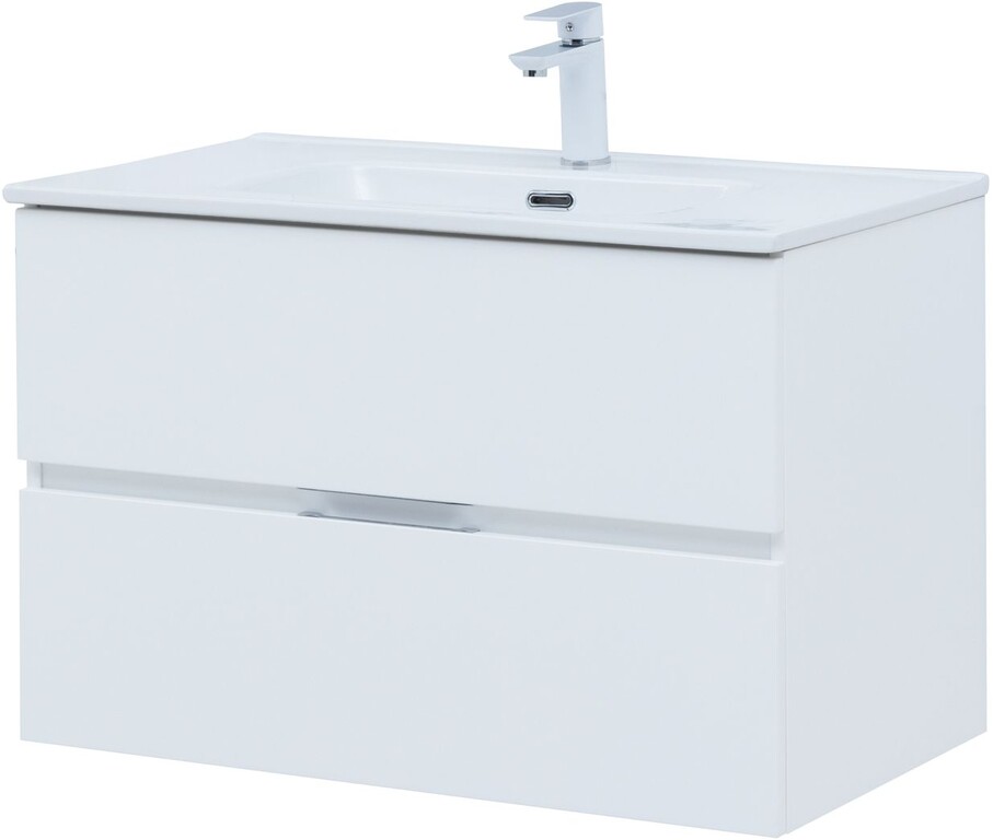 Тумба с раковиной Aquanet Алвита New 80 2 ящика, белый матовый