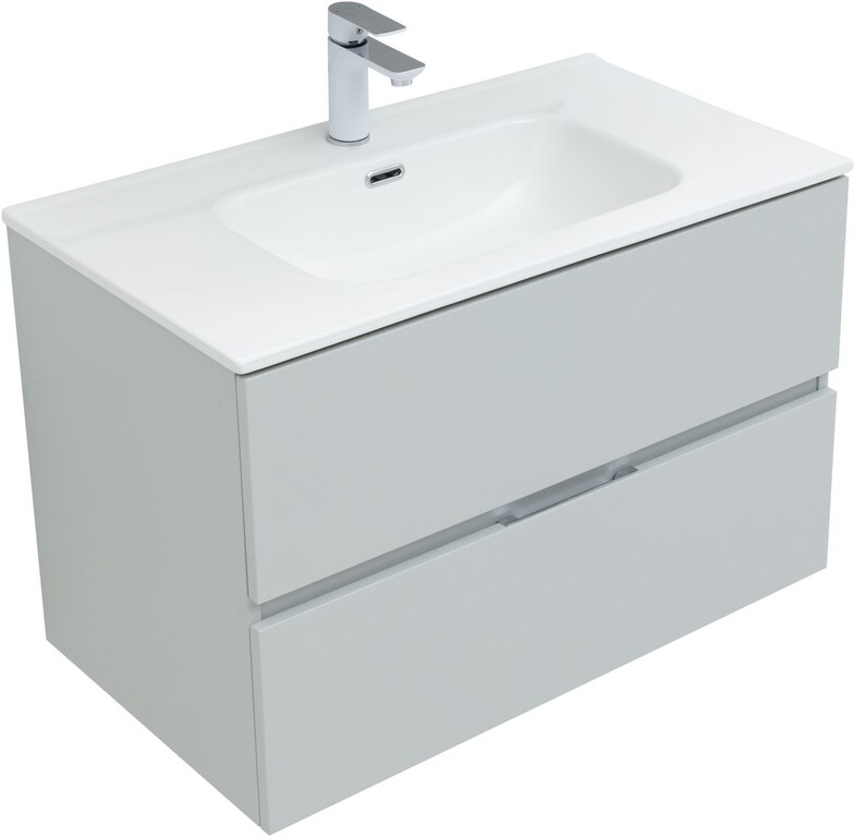 Тумба с раковиной Aquanet Алвита New 80 2 ящика, серый