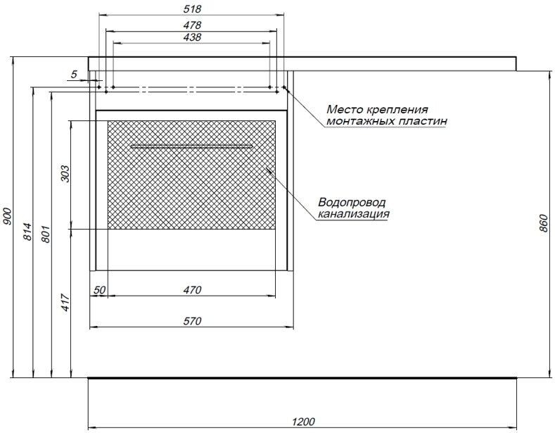 Тумба с раковиной Aquanet Августа 120 L белый
