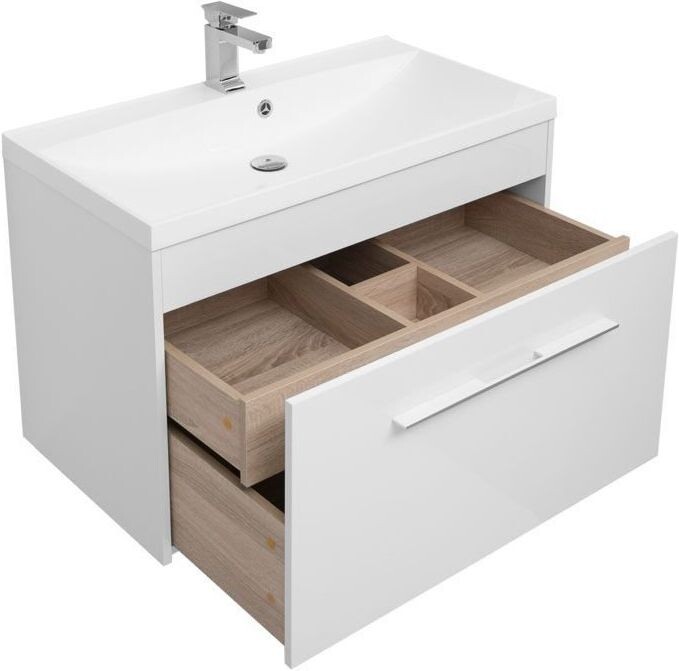 Тумба с раковиной Aquanet Августа 90 белый (ручка хром, раковина Нота)