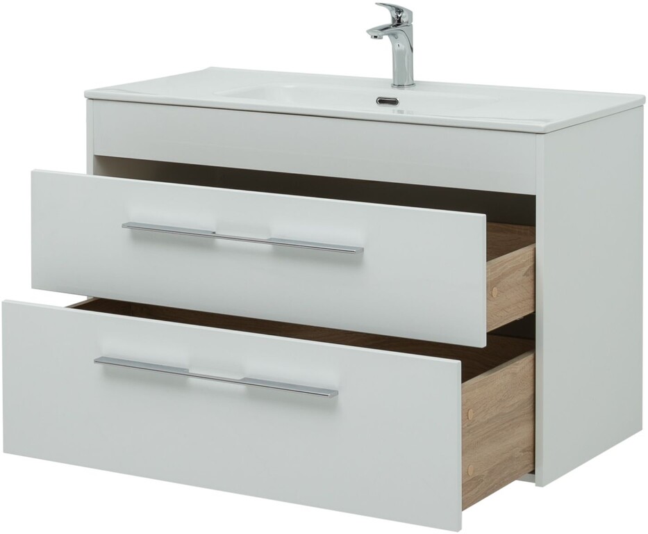 Тумба с раковиной Aquanet Августа (Flat) 100 белый