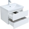 Тумба с раковиной Aquanet Беркли 60 белый глянец (2 ящика)