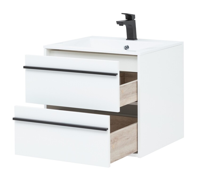 Тумба с раковиной Aquanet Lino 60 белый матовый