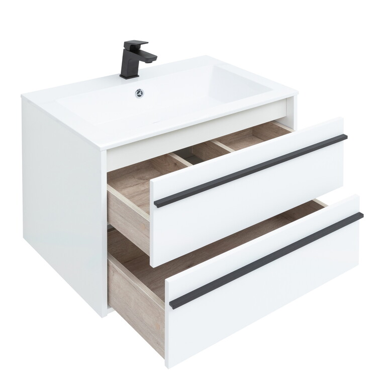 Тумба с раковиной Aquanet Lino 70 белый матовый