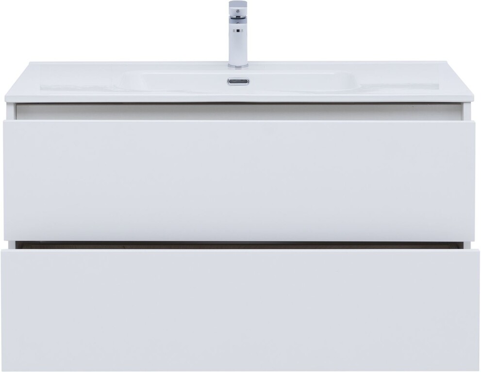 Тумба с раковиной Aquanet Lino 80 (Flat) белый глянец