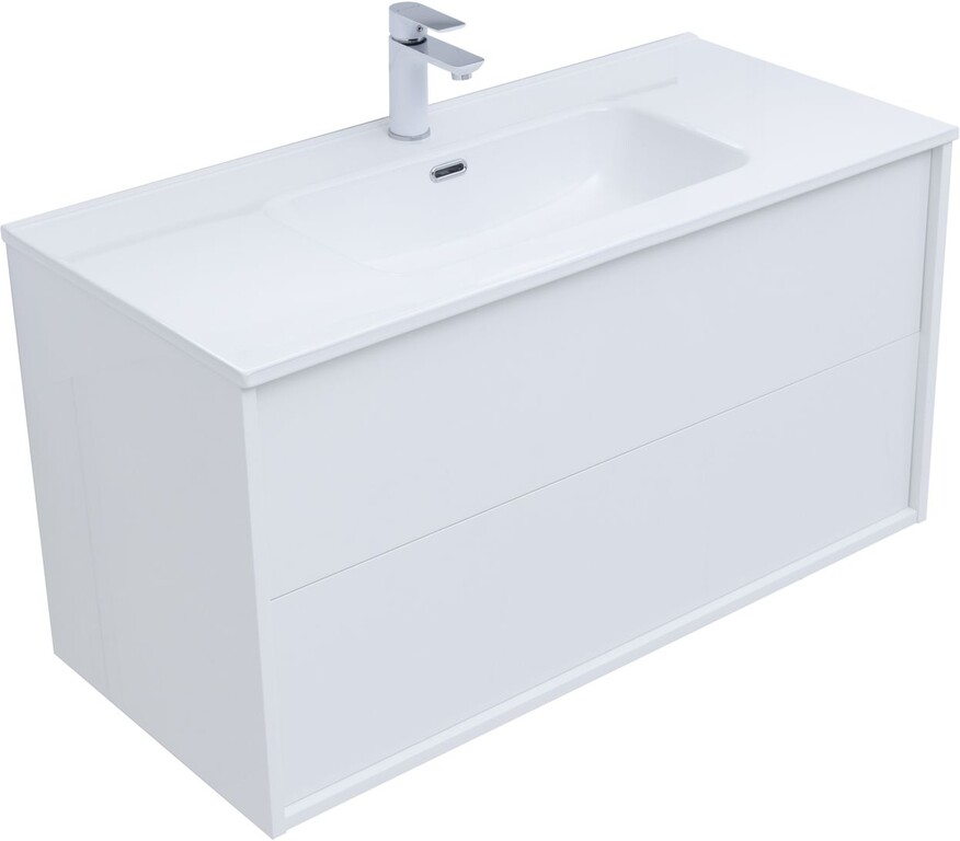 Тумба с раковиной Aquanet Lino 80 (Flat) белый глянец