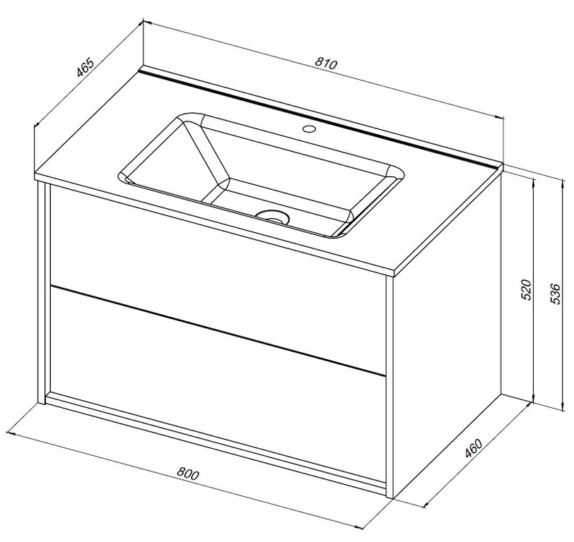 Тумба с раковиной Aquanet Lino 80 (Flat) белый глянец