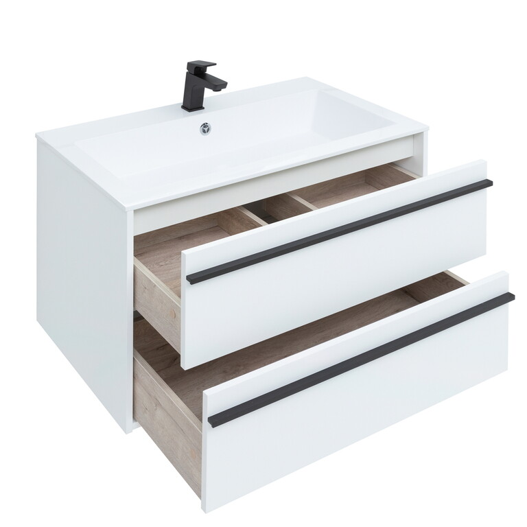 Тумба с раковиной Aquanet Lino 90 белый матовый