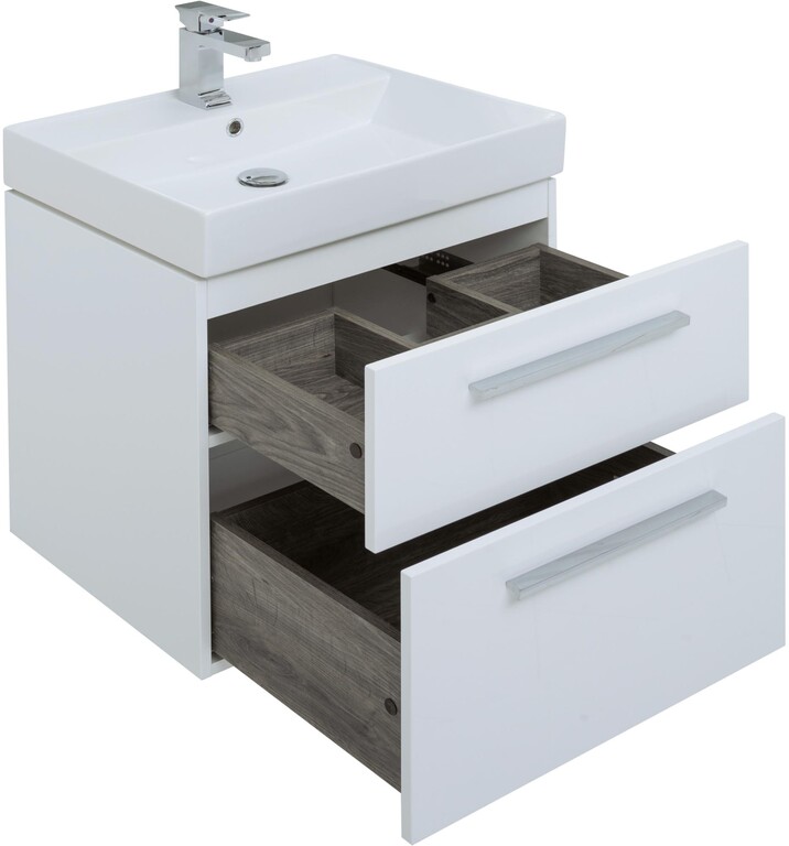 Тумба с раковиной Aquanet Nova 60 белый (2 ящика)