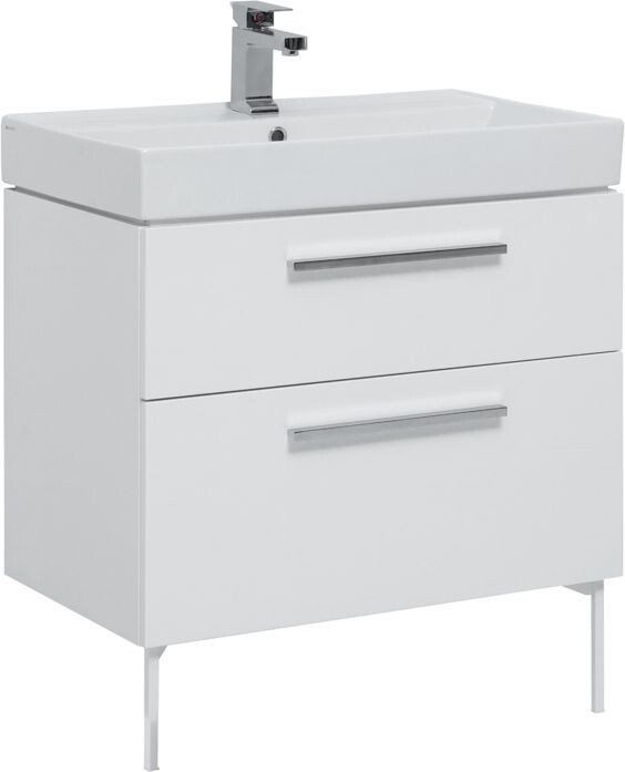 Тумба с раковиной Aquanet Nova 75 белый (2 ящика)
