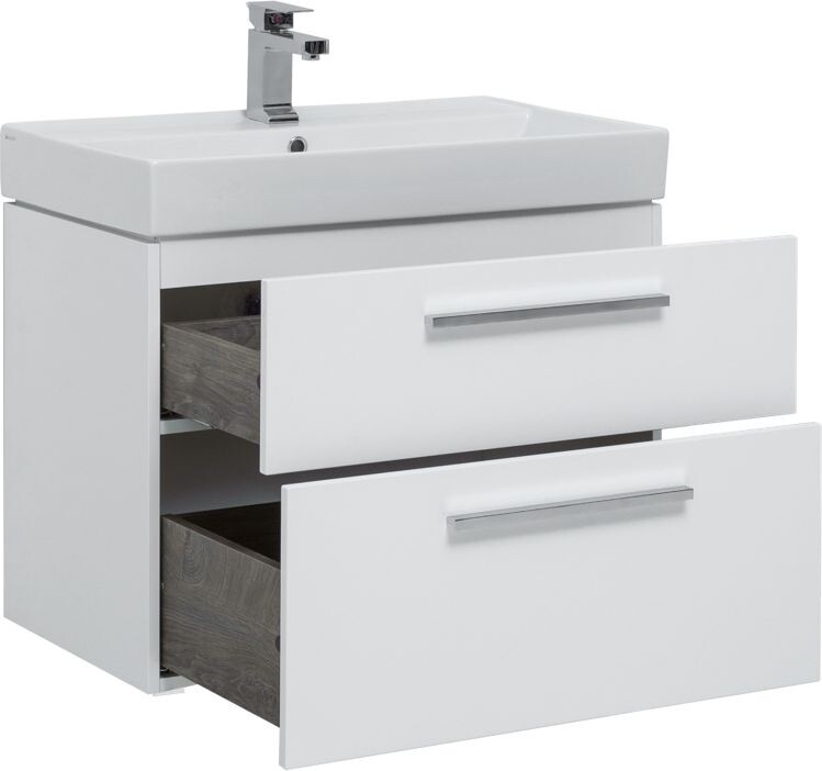 Тумба с раковиной Aquanet Nova 75 белый (2 ящика)
