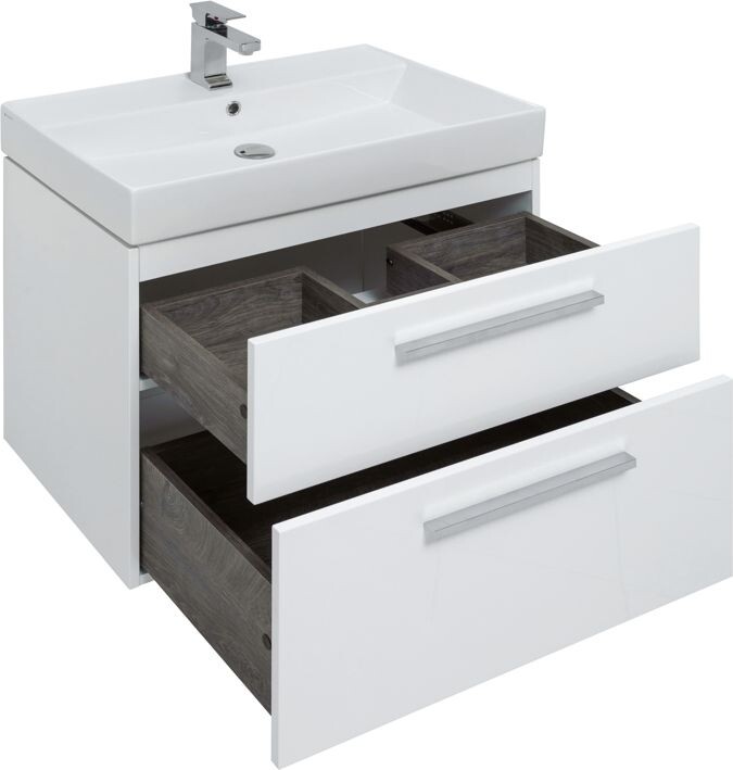 Тумба с раковиной Aquanet Nova 75 белый (2 ящика)