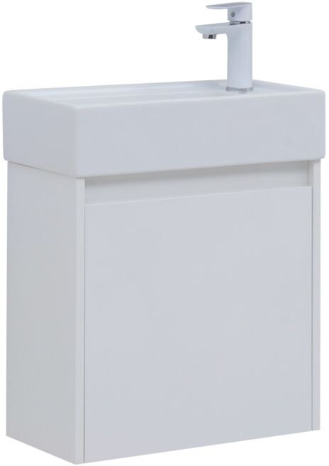 Тумба с раковиной Aquanet Nova Lite 50 белый глянец (с дверецей)