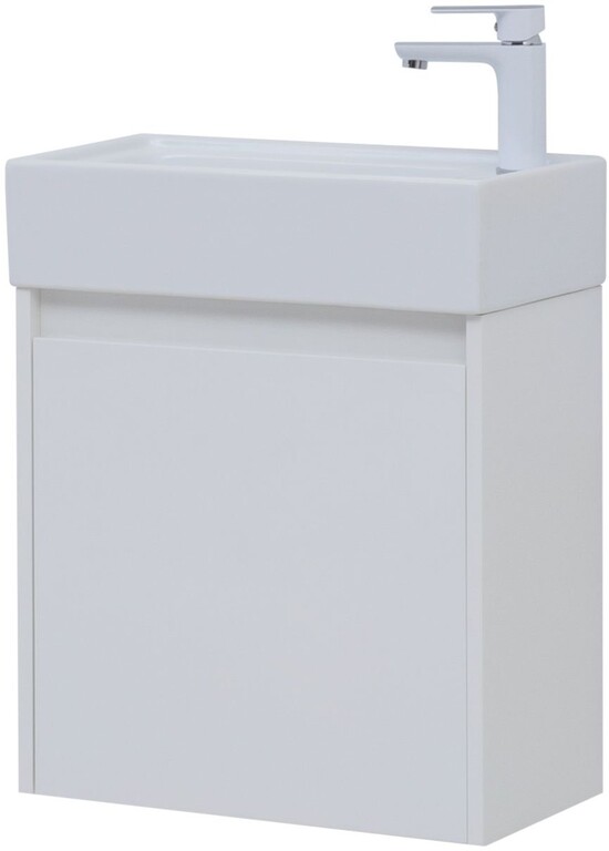 Тумба с раковиной Aquanet Nova Lite 50 белый глянец (с дверецей)