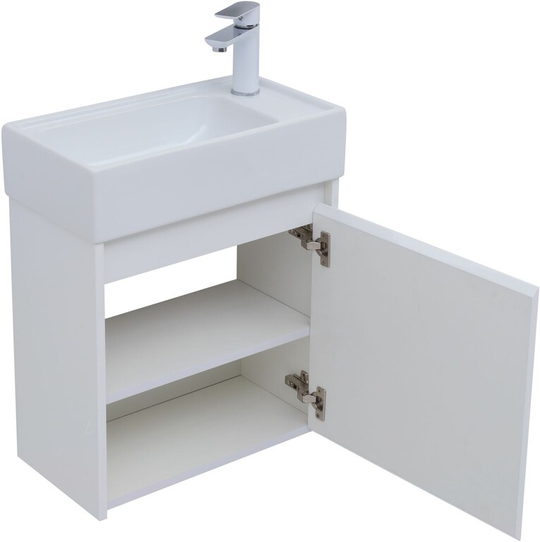 Тумба с раковиной Aquanet Nova Lite 50 белый глянец (с дверецей)