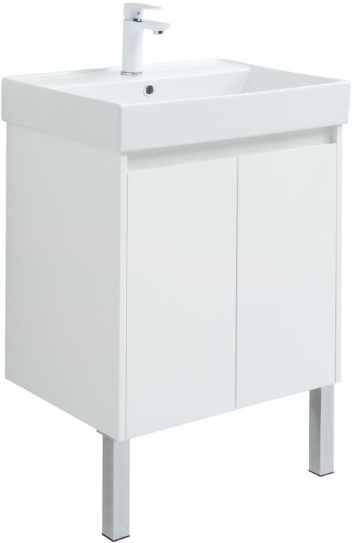 Тумба с раковиной Aquanet Nova Lite 60 белый глянец (2 дверцы)