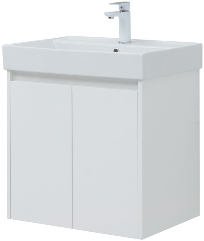Тумба с раковиной Aquanet Nova Lite 60 белый глянец (2 дверцы)