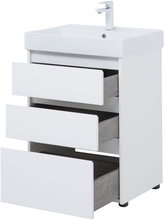 Тумба с раковиной Aquanet Nova Lite 60 белый глянец (3 ящика)