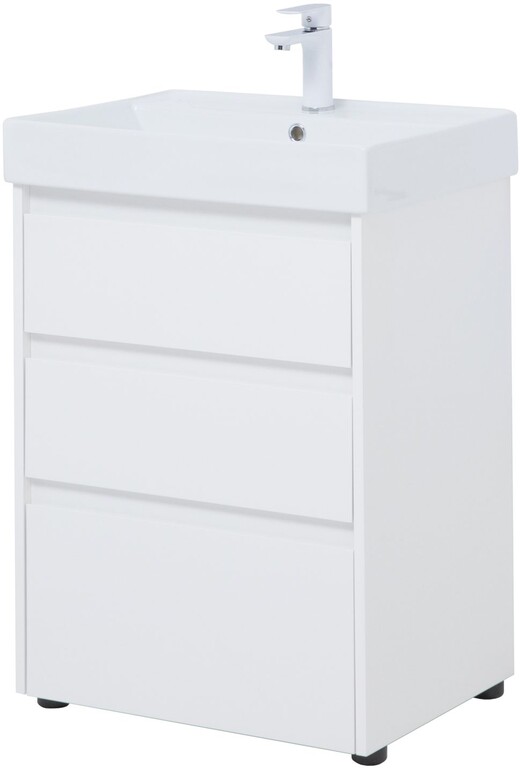 Тумба с раковиной Aquanet Nova Lite 60 белый глянец (3 ящика)