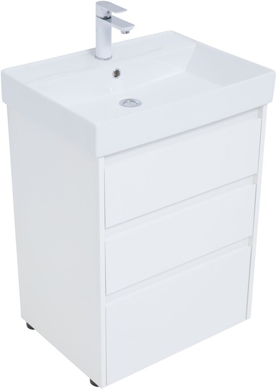 Тумба с раковиной Aquanet Nova Lite 60 белый глянец (3 ящика)