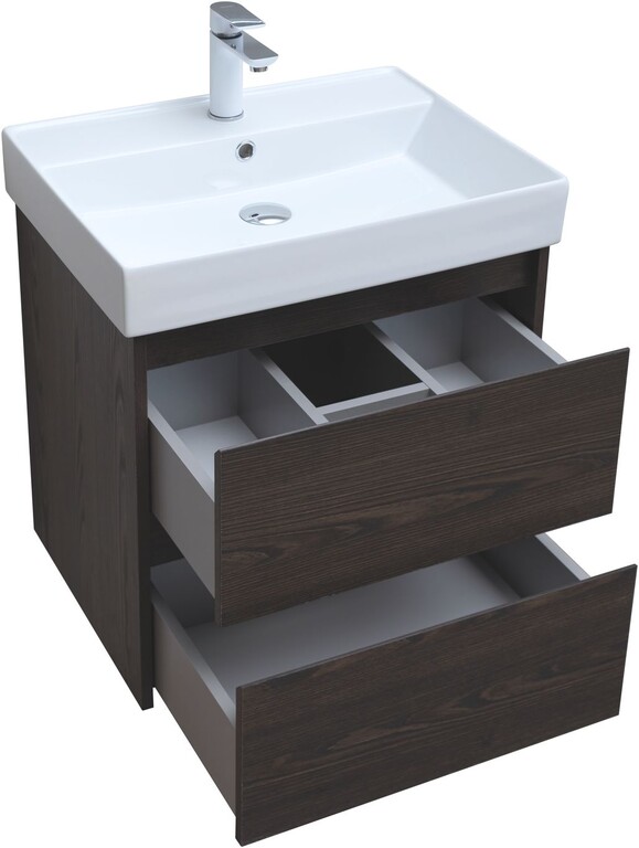 Тумба с раковиной Aquanet Nova Lite 60 дуб черный (2 ящика)