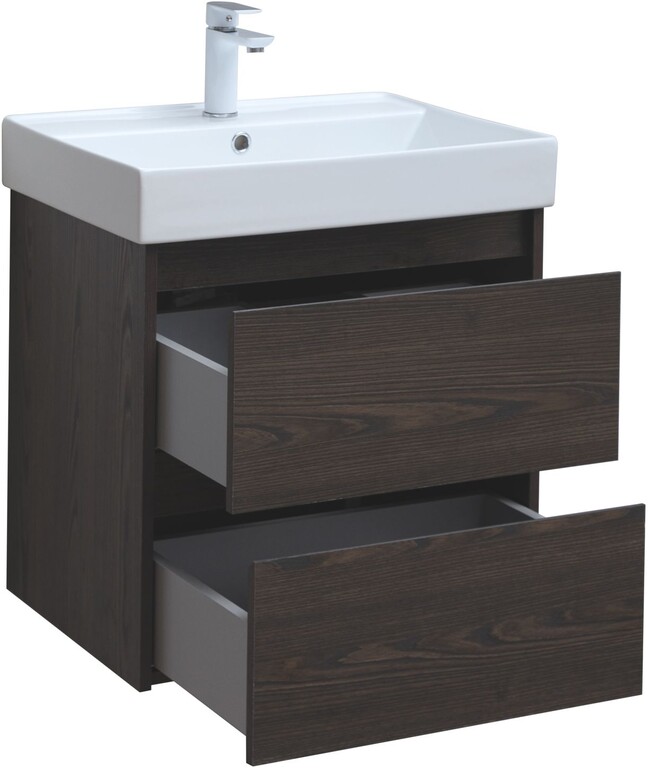 Тумба с раковиной Aquanet Nova Lite 60 дуб черный (2 ящика)