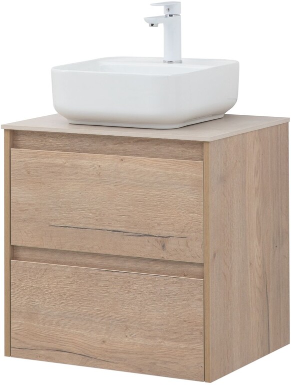 Тумба с раковиной Aquanet Nova Lite 60 дуб крафт (2 ящика)