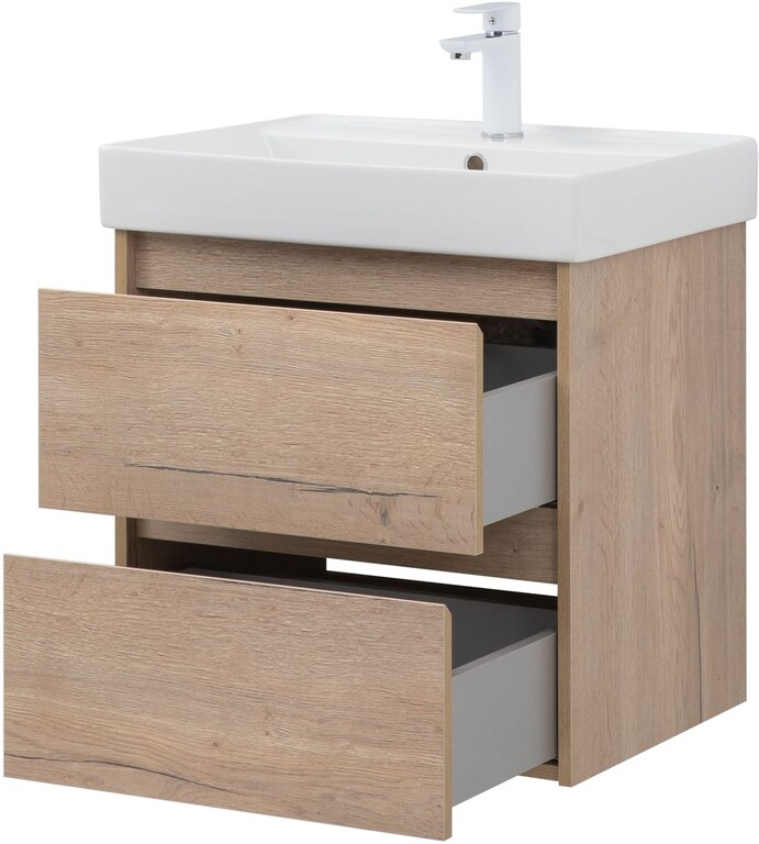 Тумба с раковиной Aquanet Nova Lite 60 дуб крафт (2 ящика)