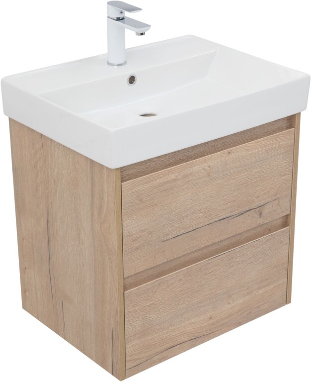 Тумба с раковиной Aquanet Nova Lite 60 дуб крафт (2 ящика)