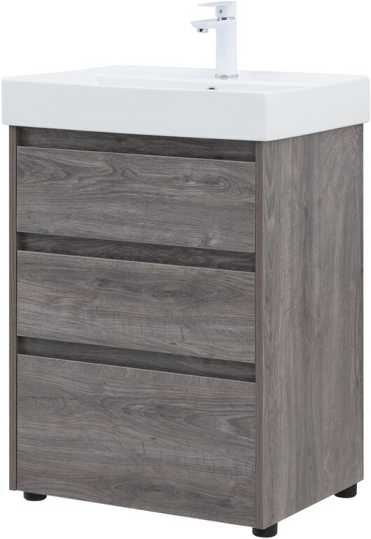 Тумба с раковиной Aquanet Nova Lite 60 дуб рошелье (3 ящика)
