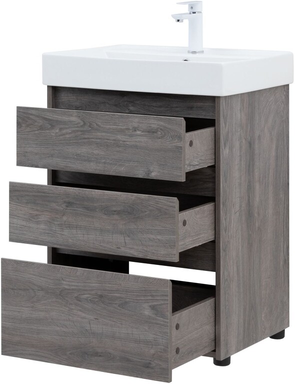 Тумба с раковиной Aquanet Nova Lite 60 дуб рошелье (3 ящика)