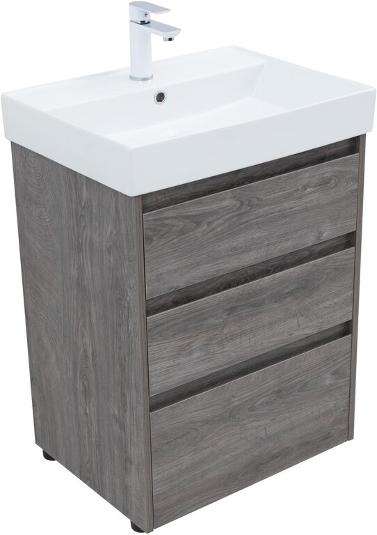 Тумба с раковиной Aquanet Nova Lite 60 дуб рошелье (3 ящика)
