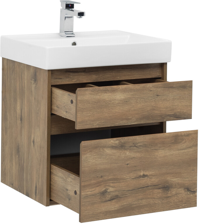 Тумба с раковиной Aquanet Nova Lite 60 дуб рустикальный (2 ящика)