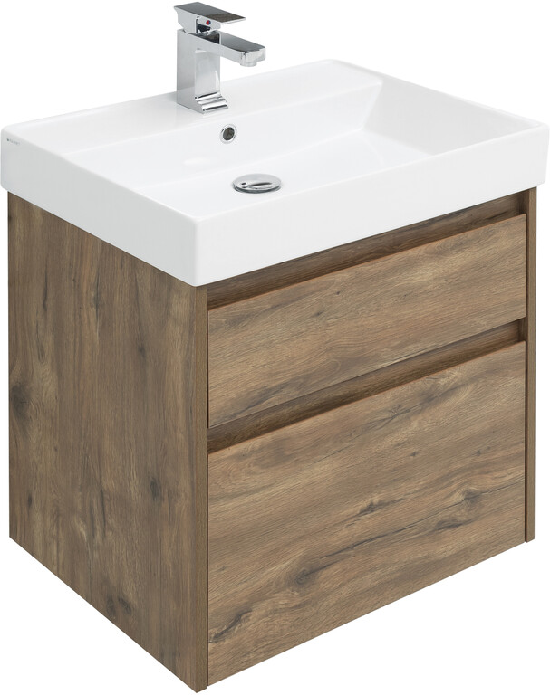 Тумба с раковиной Aquanet Nova Lite 60 дуб рустикальный (2 ящика)