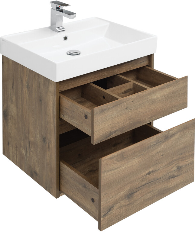 Тумба с раковиной Aquanet Nova Lite 60 дуб рустикальный (2 ящика)