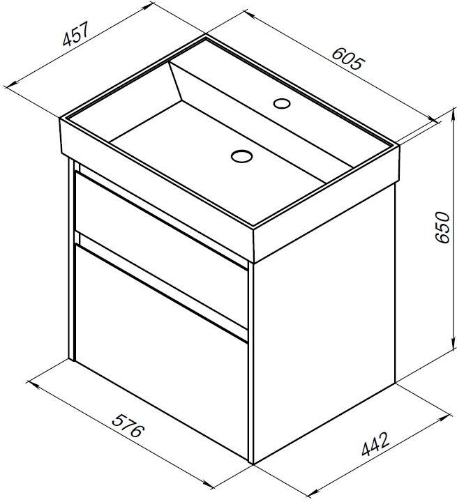 Тумба с раковиной Aquanet Nova Lite 60 дуб рустикальный (2 ящика)