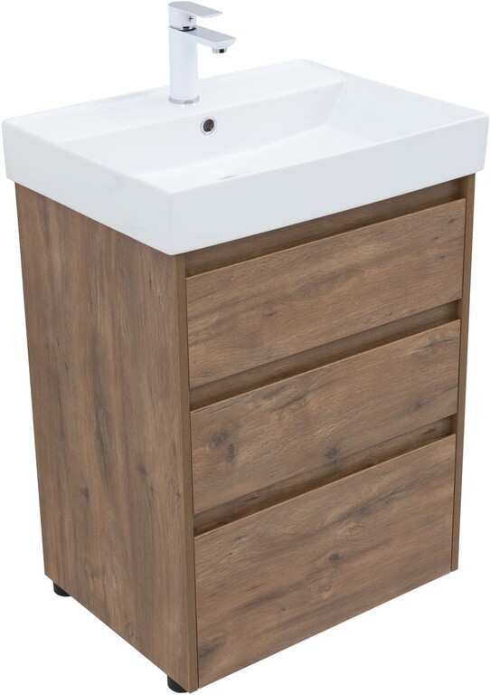 Тумба с раковиной Aquanet Nova Lite 60 дуб рустикальный (3 ящика)