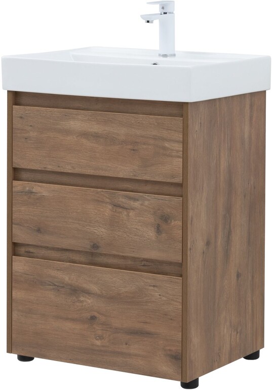 Тумба с раковиной Aquanet Nova Lite 60 дуб рустикальный (3 ящика)