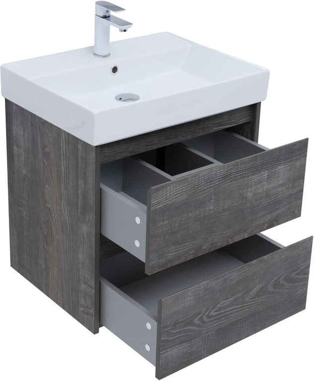 Тумба с раковиной Aquanet Nova Lite 60 дуб серый (2 ящика)