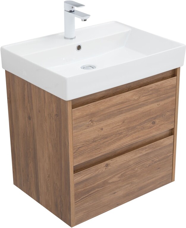 Тумба с раковиной Aquanet Nova Lite 60 дуб шоколадный (2 ящика)