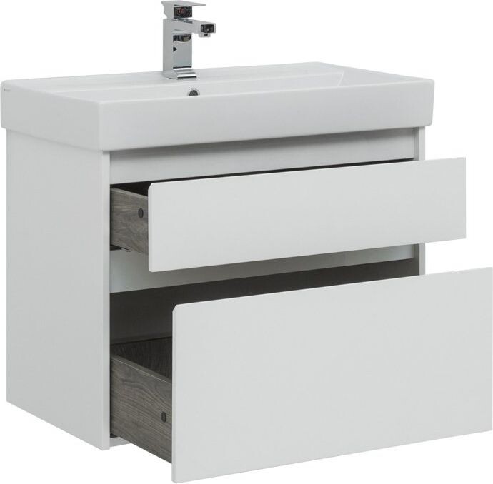 Тумба с раковиной Aquanet Nova Lite 75 белый (2 ящика)