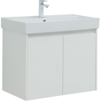 Тумба с раковиной Aquanet Nova Lite 75 белый глянец (2 дверцы)