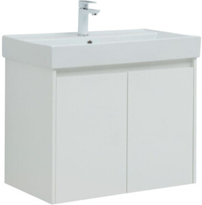 Тумба с раковиной Aquanet Nova Lite 75 белый глянец (2 дверцы)