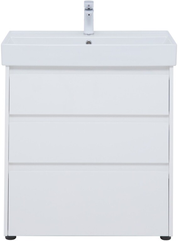 Тумба с раковиной Aquanet Nova Lite 75 белый глянец (3 ящика)