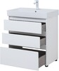 Тумба с раковиной Aquanet Nova Lite 75 белый глянец (3 ящика)